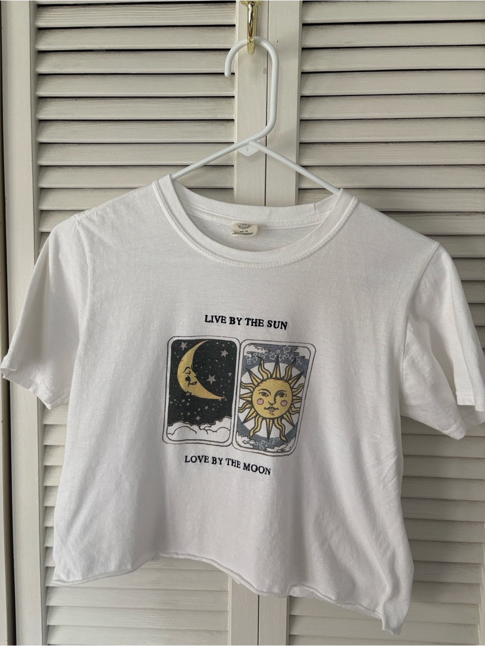 Urban Outfitters White Crop Tee with Sun & Moon Graphic